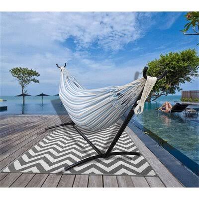 Tropical Sea Salt Double Hammock with Steel Stand and Carrying Case D4346