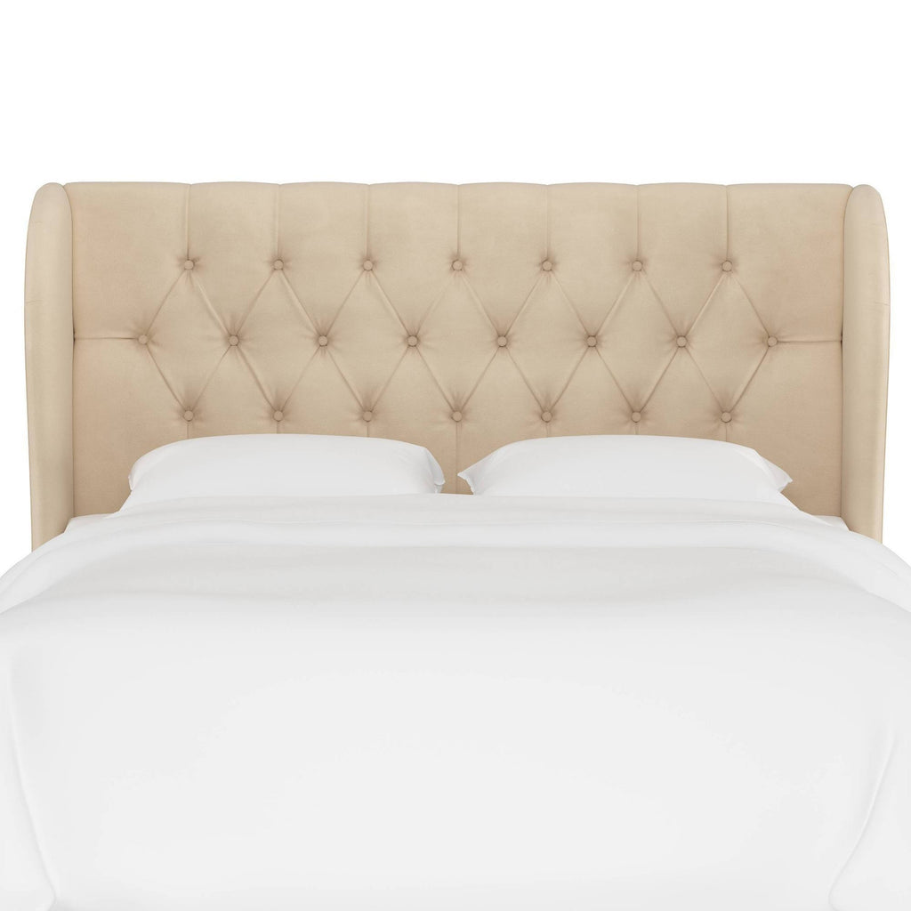 Tufted Wingback Headboard Velvet Pearl U263224