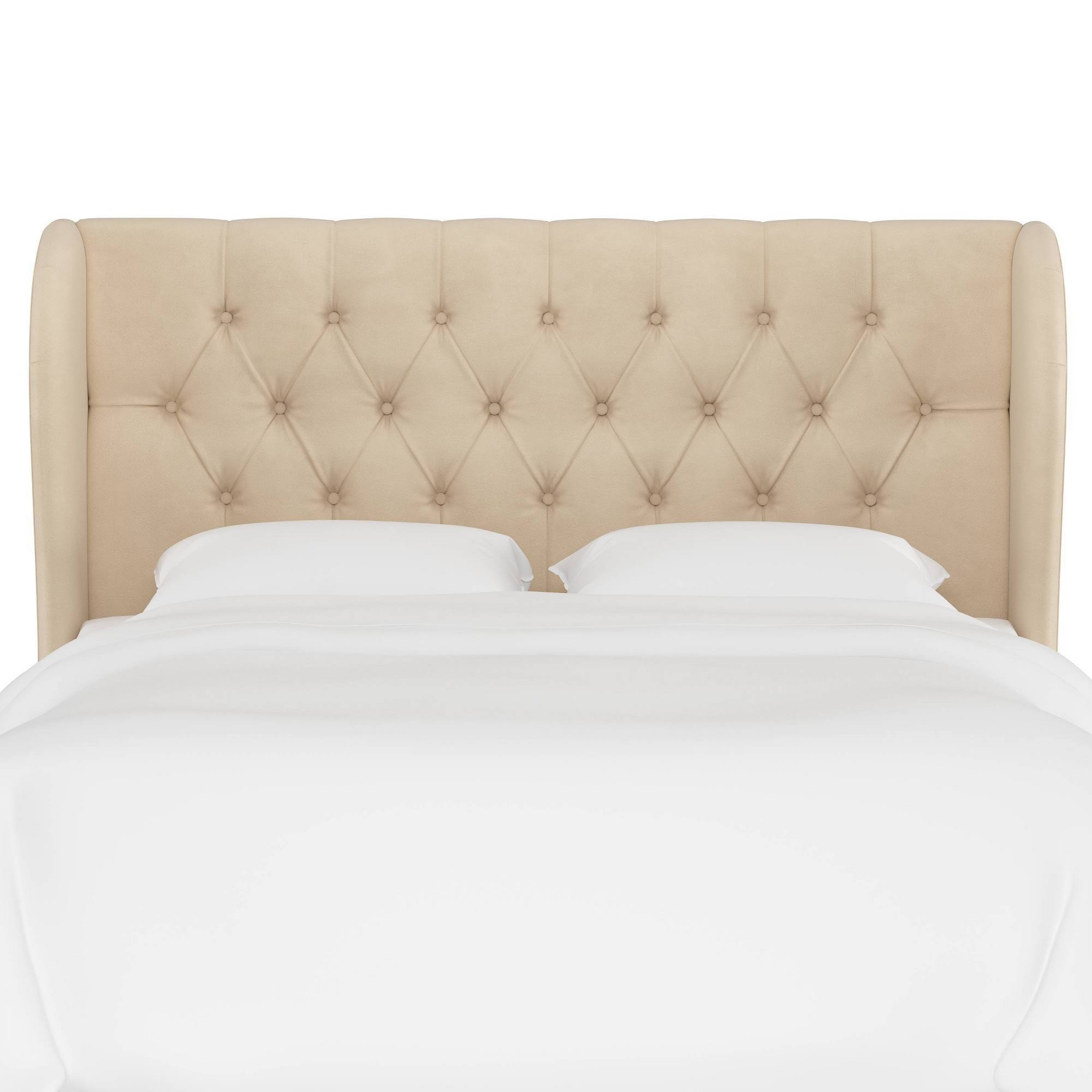 Tufted Wingback Headboard Velvet Pearl U263224