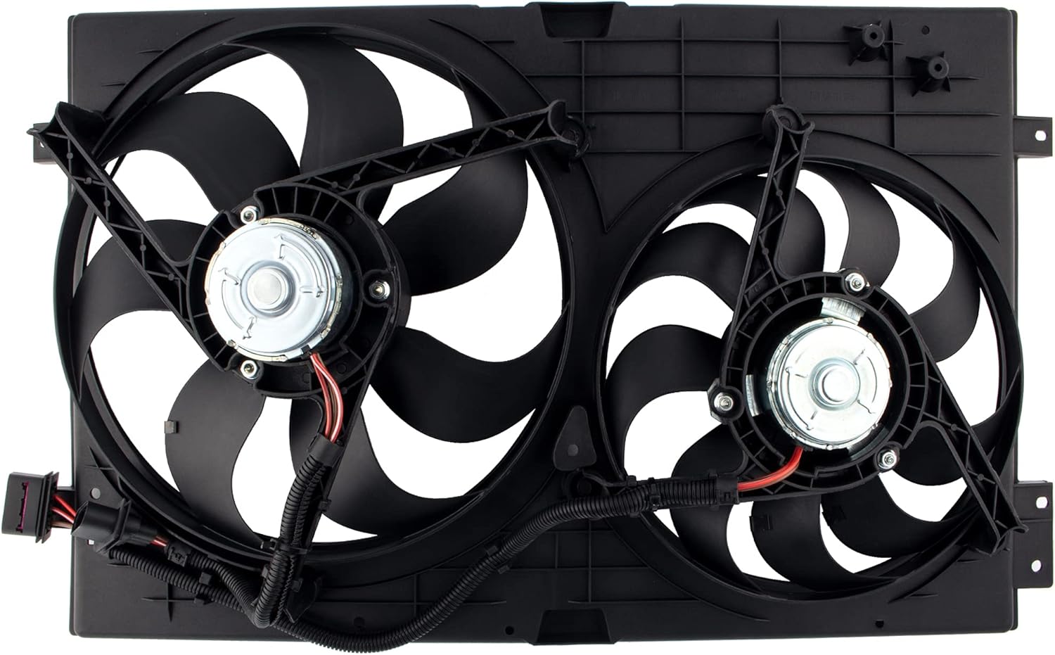 Dual Radiator Cooling Fan Assembly for 1998-2005 Volkswagen Beetle 1.8L 1.9L 2.0L with 3 Prong Wire Plug E24473