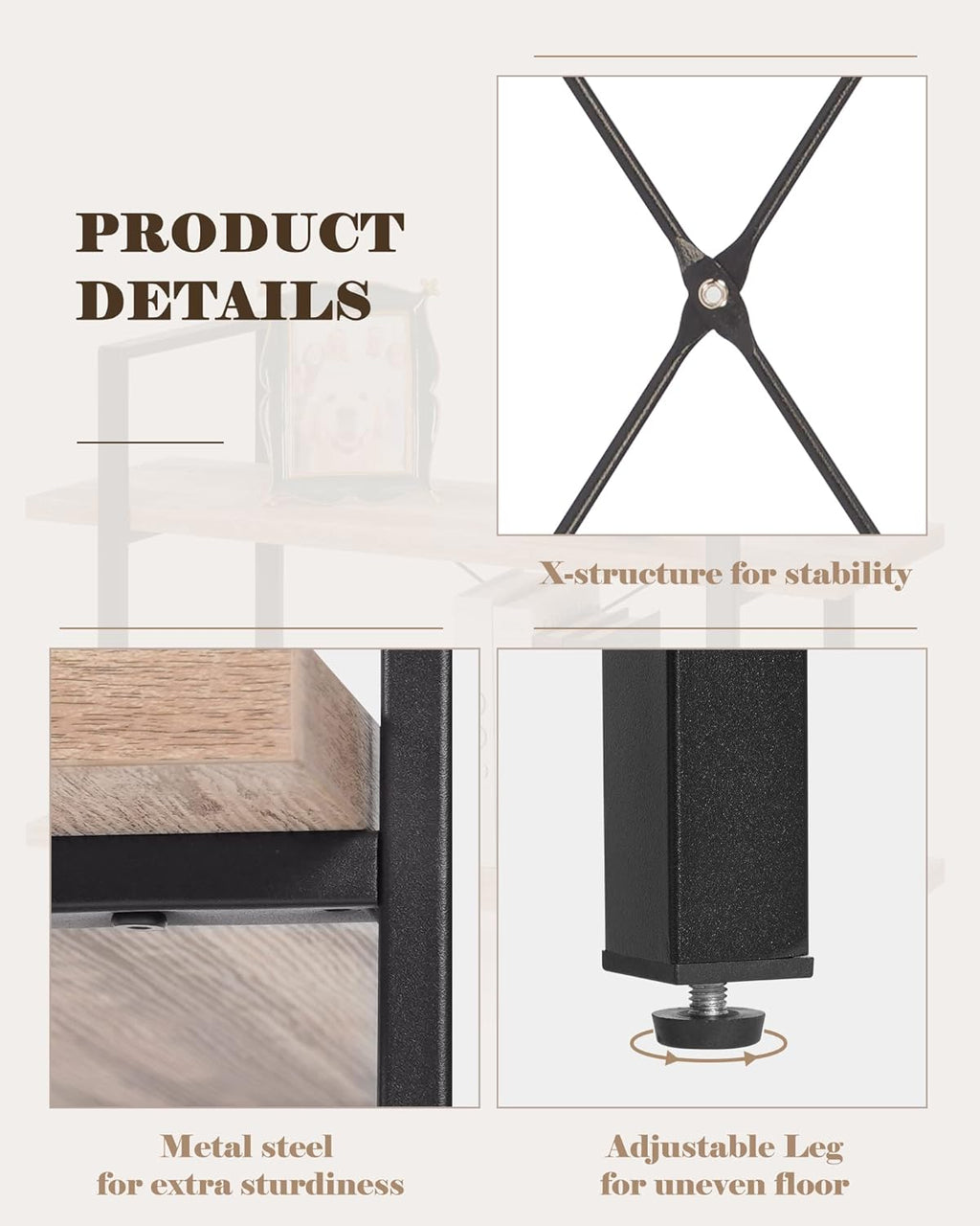 Industrial 2-Tier Wood and Metal Bookcase L545064