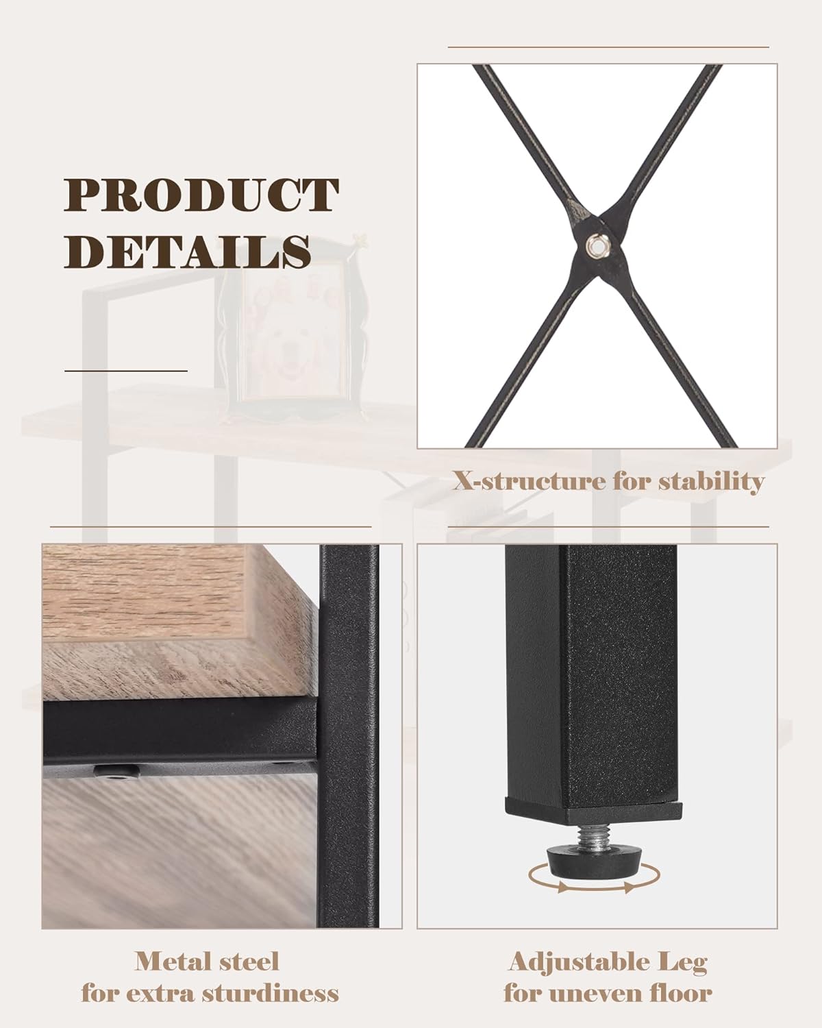 Industrial 2-Tier Wood and Metal Bookcase L545064