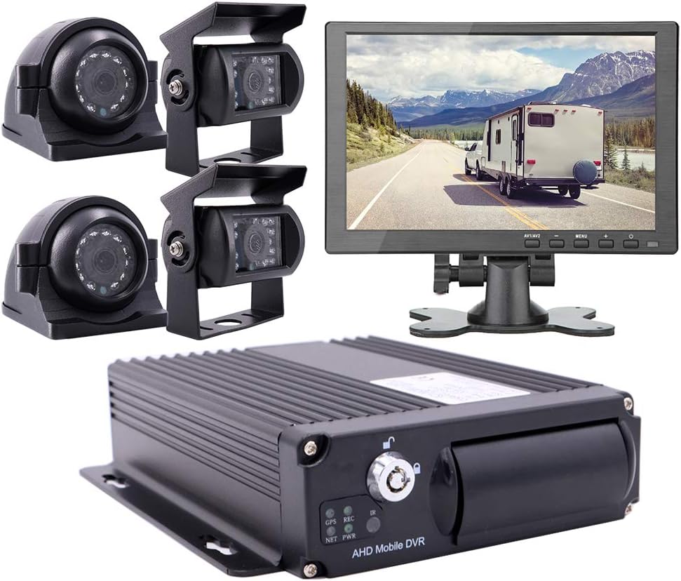 4 Channel 1080P AHD Mobile Vehicle DVR Video Recorder Kit with 10 inches Screen K913891