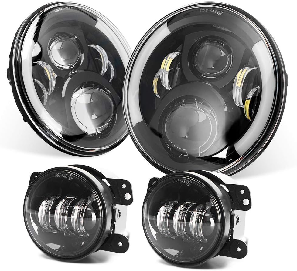 7'' Black Cree LED Headlights and 4'' LED Fog Lights X8933