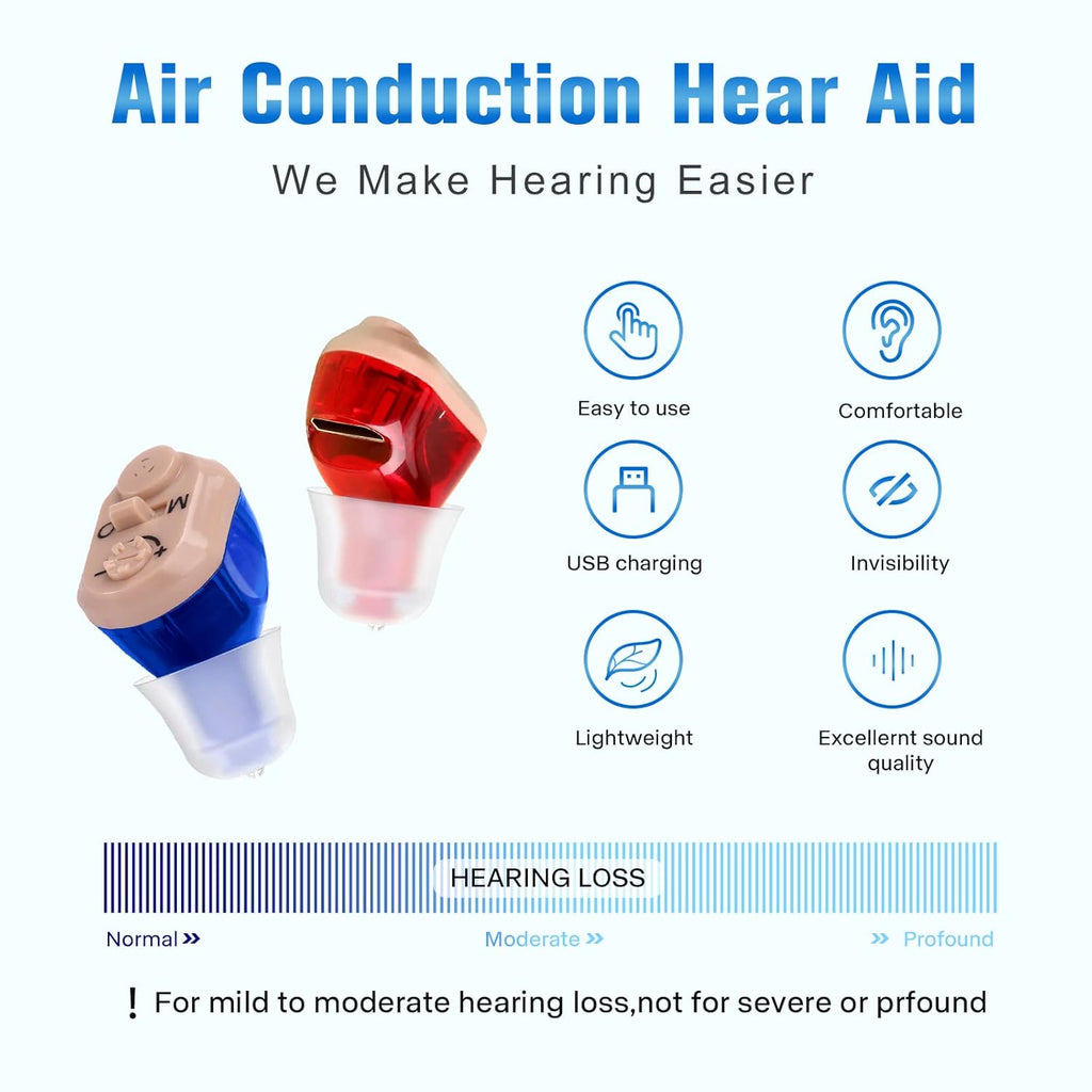 Rechargeable Invisible Hearing Aid 2 Pack M336339