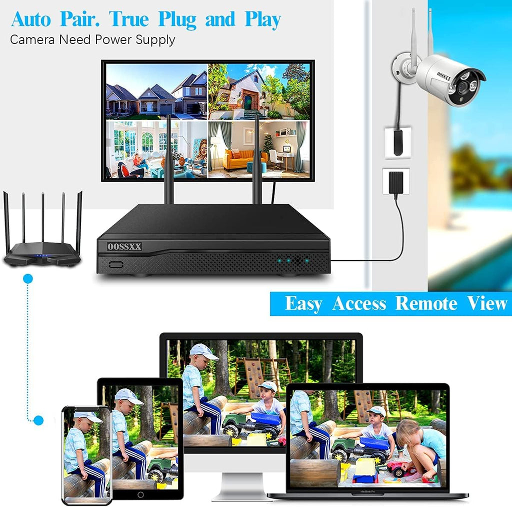 2K 3.0MP Wireless Security Camera System, 8 Channel NVR with 6TB HDD Y5577