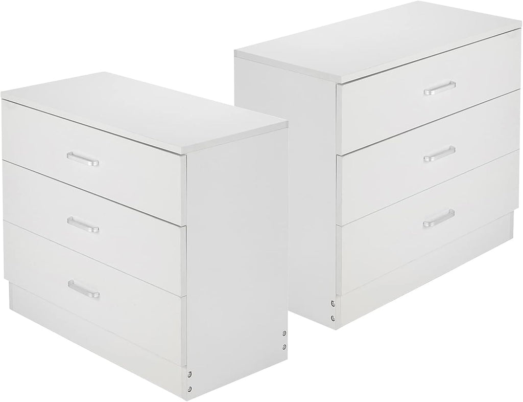White Wooden Nightstand Set of 2 with Two Drawer J7931