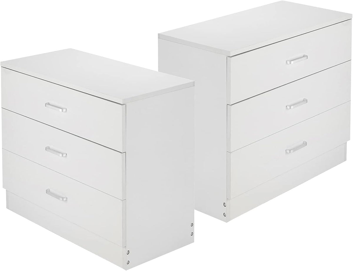 White Wooden Nightstand Set of 2 with Two Drawer J7931