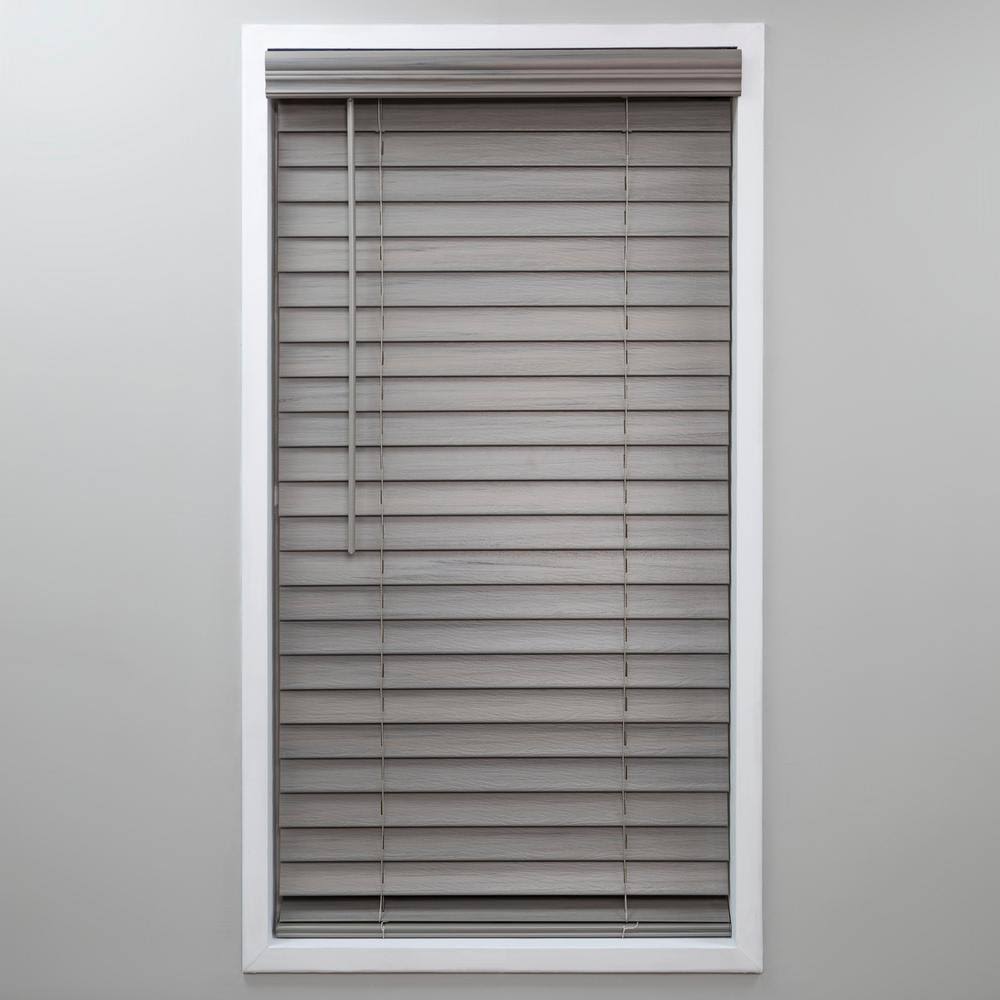 Cut-to-Width Cordless Room Darkening PVC Faux Wood Blind R441437