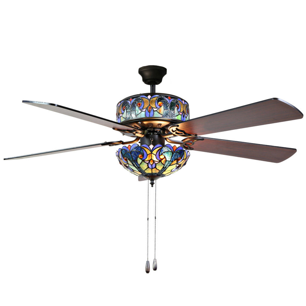 Blue Stained Glass Ceiling Fan I46826