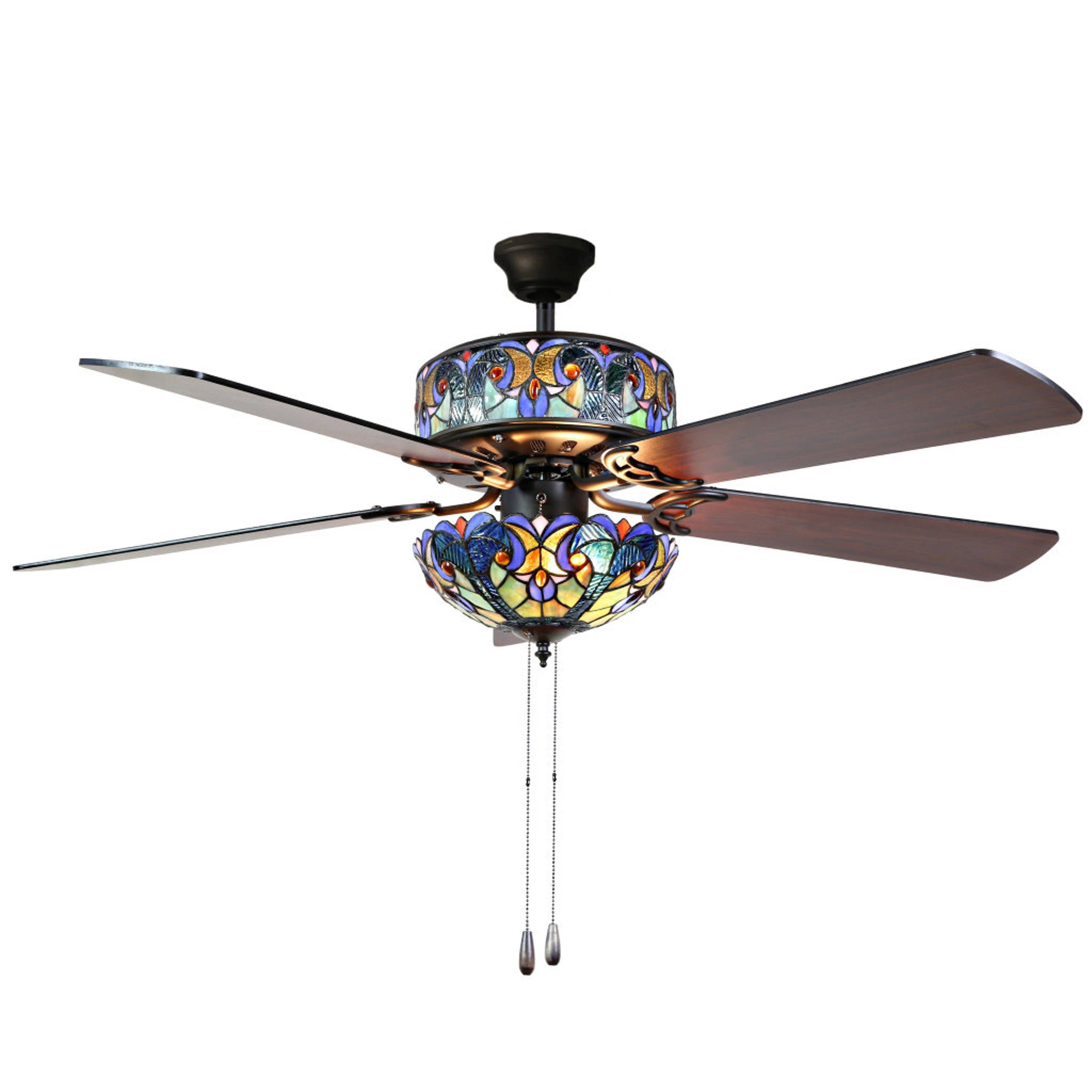 Blue Stained Glass Ceiling Fan I46826