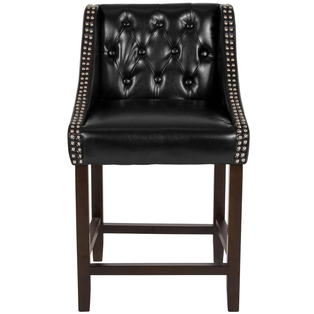 Black Leather Counter Height Stool X9595
