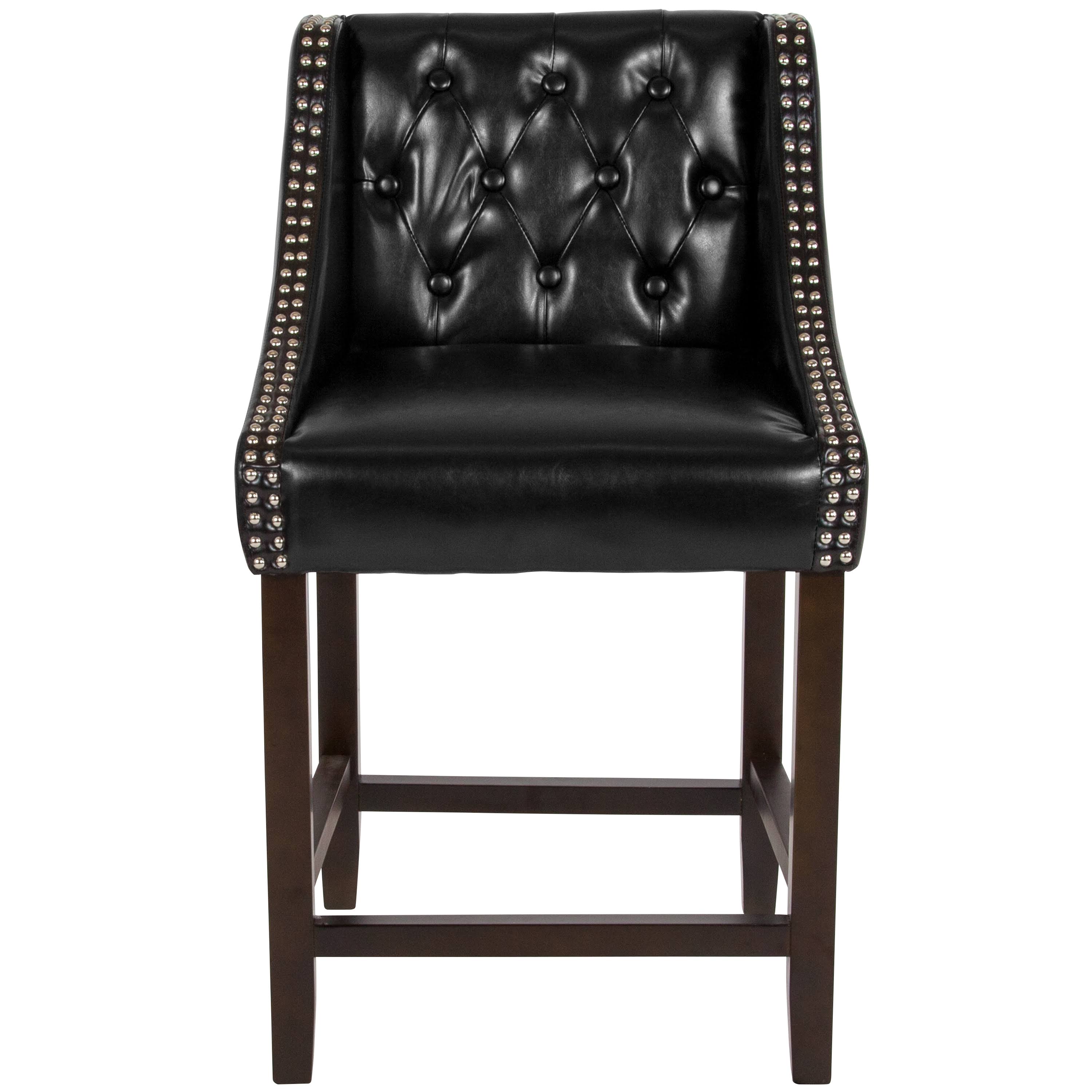 Black Leather Counter Height Stool X9595