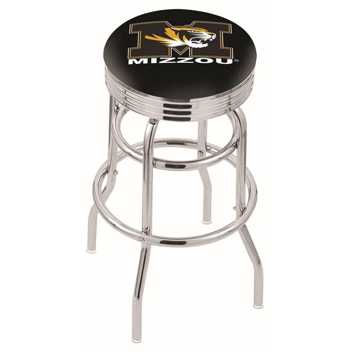 Chrome Double Ring Swivel Bar Stool F355