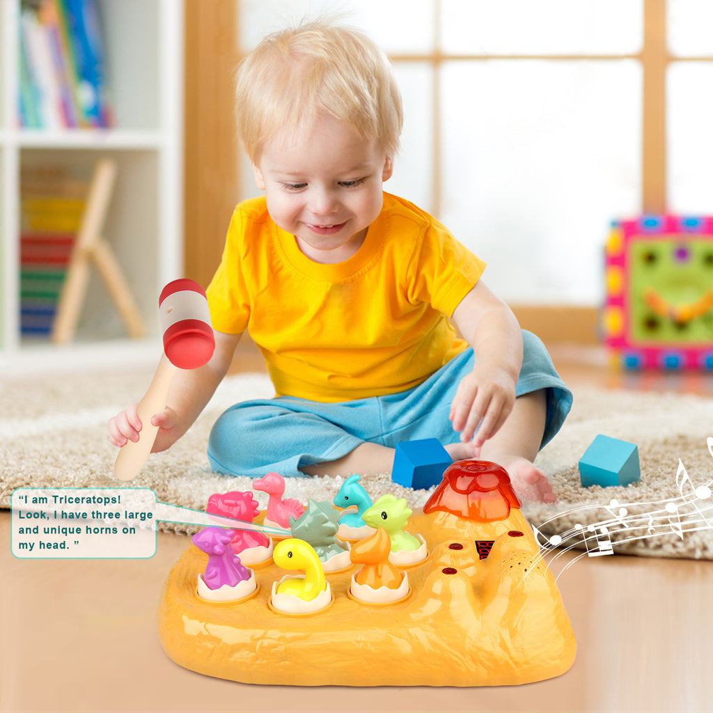 Whack a Dinosaur Game Toy with Hammer for Kids, Yellow N950