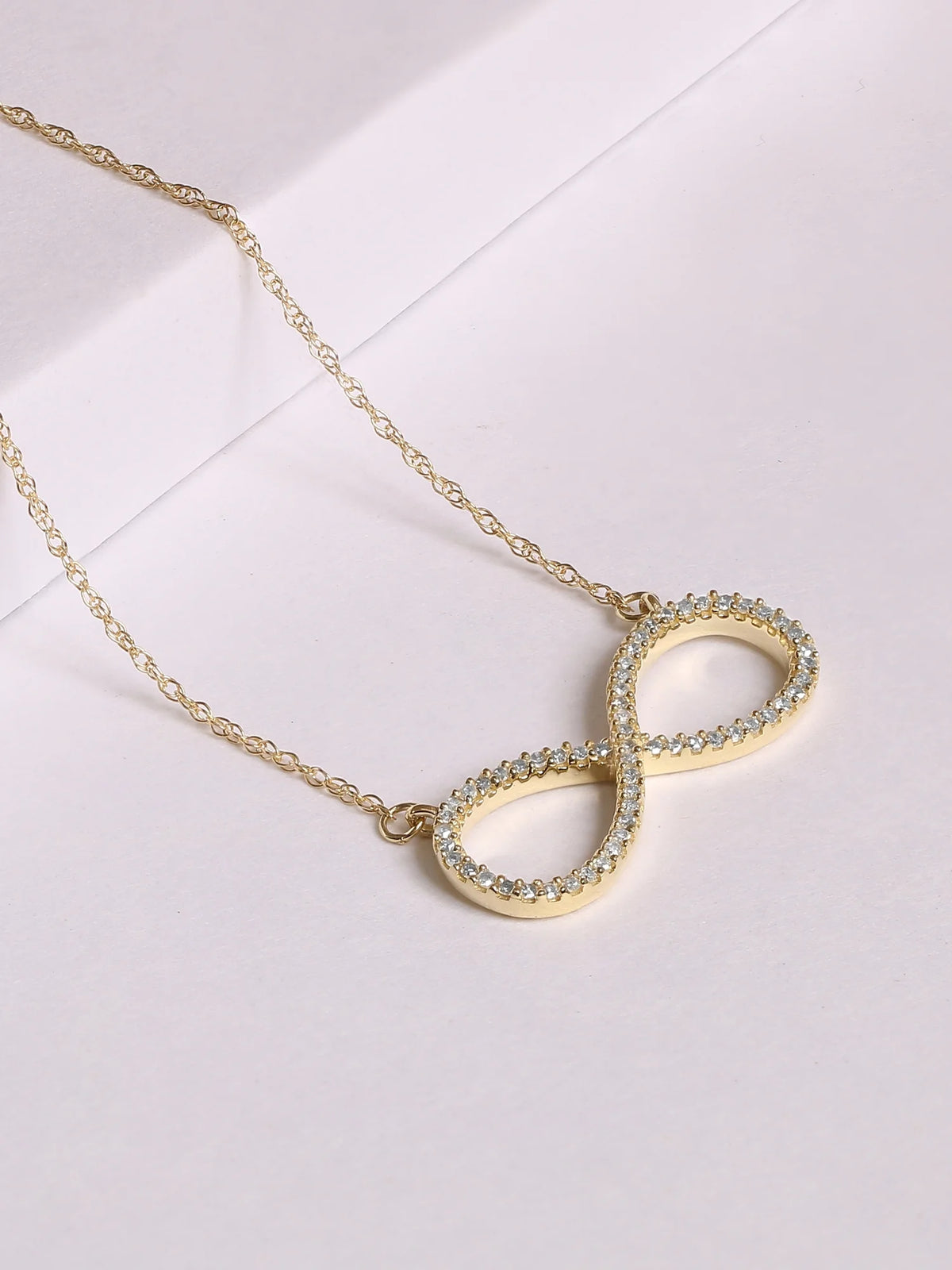 10K Yellow Gold Diamond Infinity Loop Necklace S2708