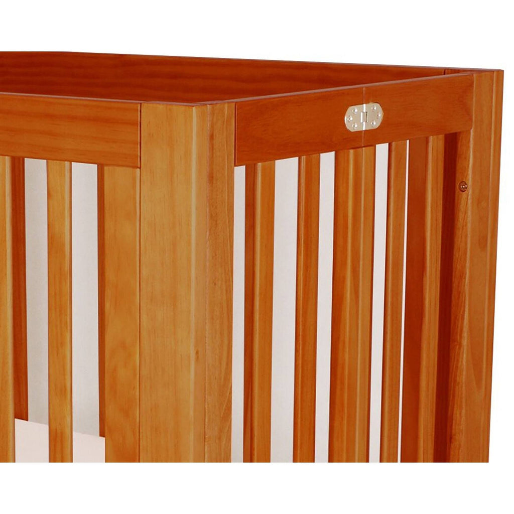 Brown Foldable Wood and Metal Crib with Casters W7302