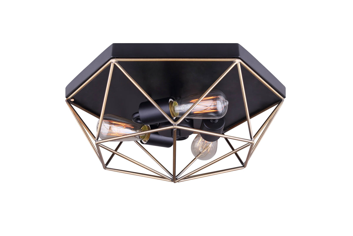 Black 3 Light Flush Mount W6477