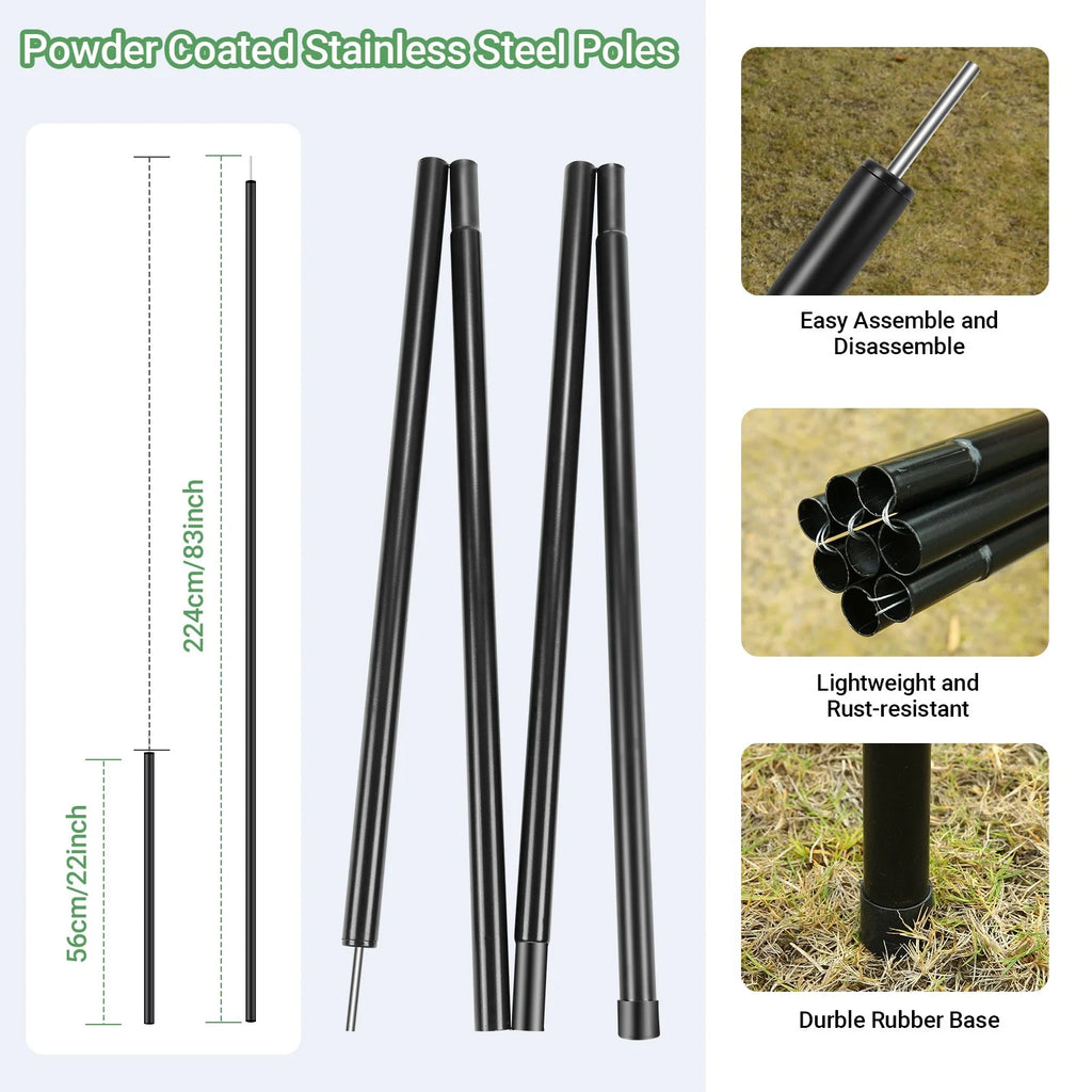 12 x 14ft Waterproof Camping Tent Tarp with 2 Poles X613