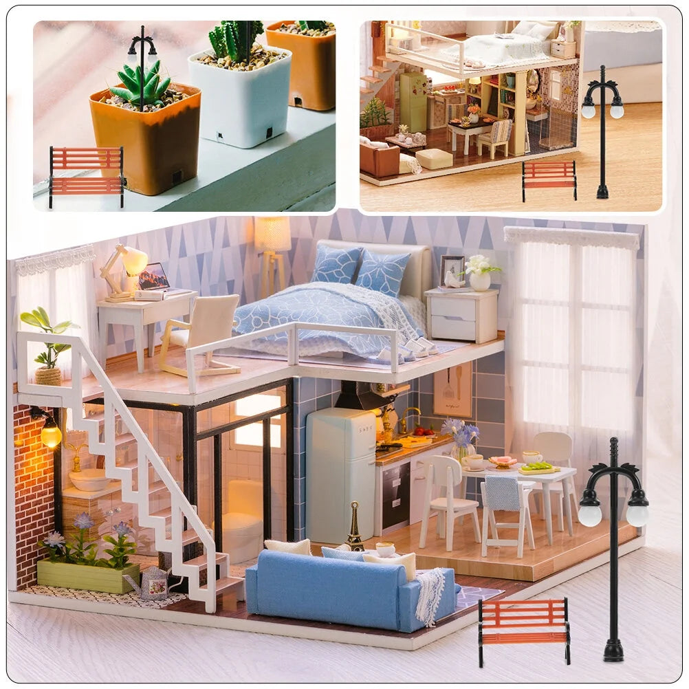 18 Pcs Mini Street Lamp Ornaments Q6422