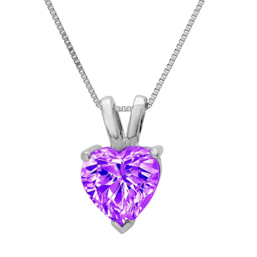 18K White Gold Amethyst Pendant with 16" Chain A9335