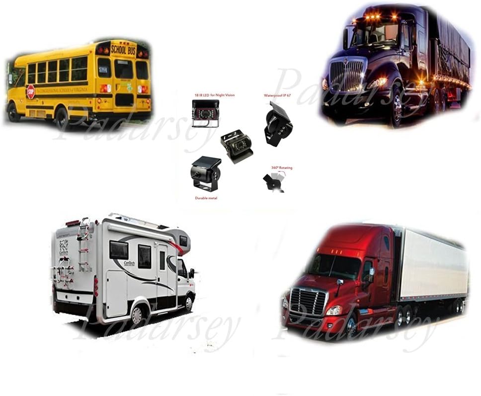 12V 24V Vehicle Backup Camera System Rear View Camera with 7 Monitor and 34 ft AV Cables Y7539