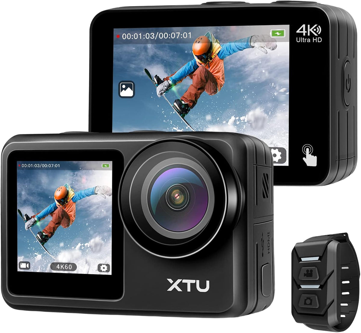 4K60FPS WiFi Action Camera with Dual Touch Screen Display H9672