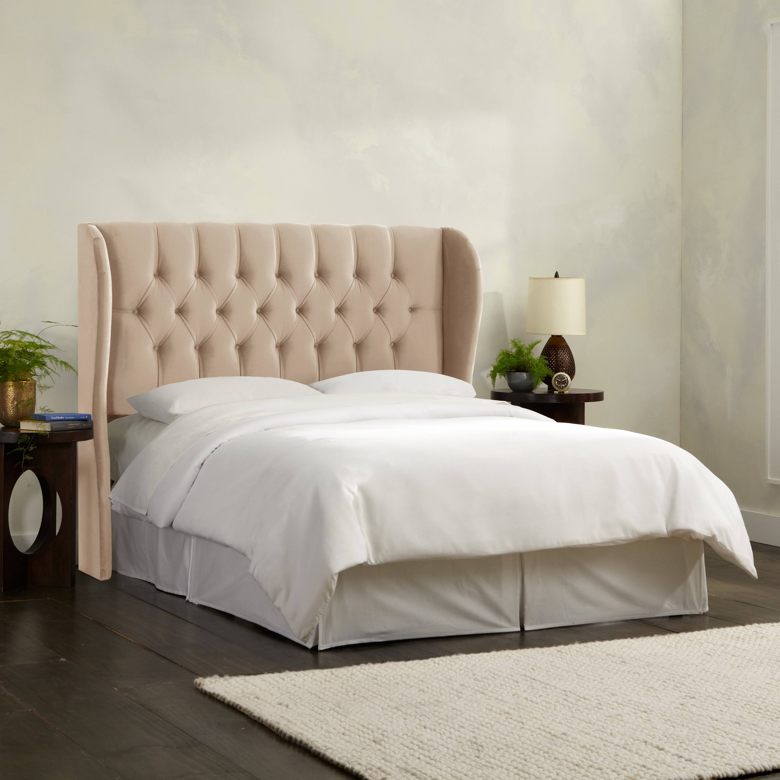 Tufted Wingback Headboard Velvet Pearl U263224