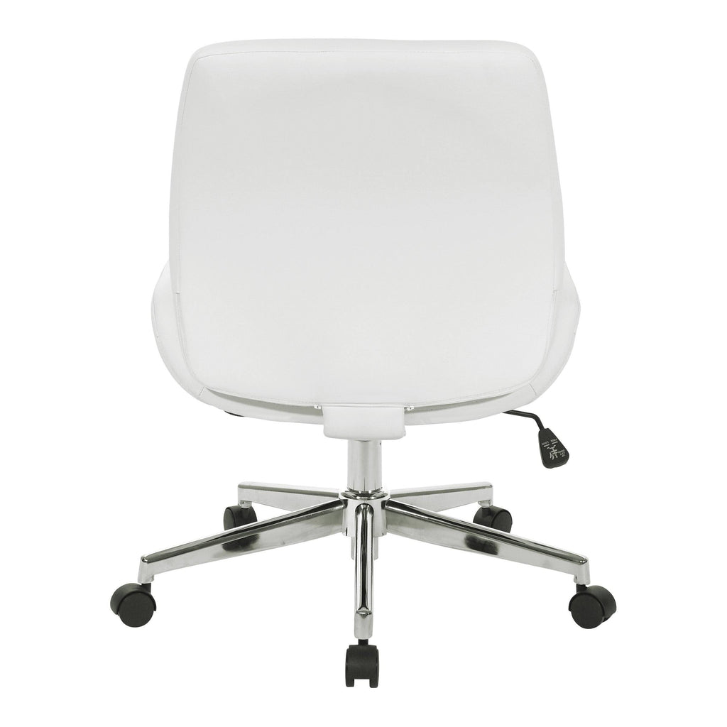 White Faux Leather Chair with Chrome Finish Base I6755