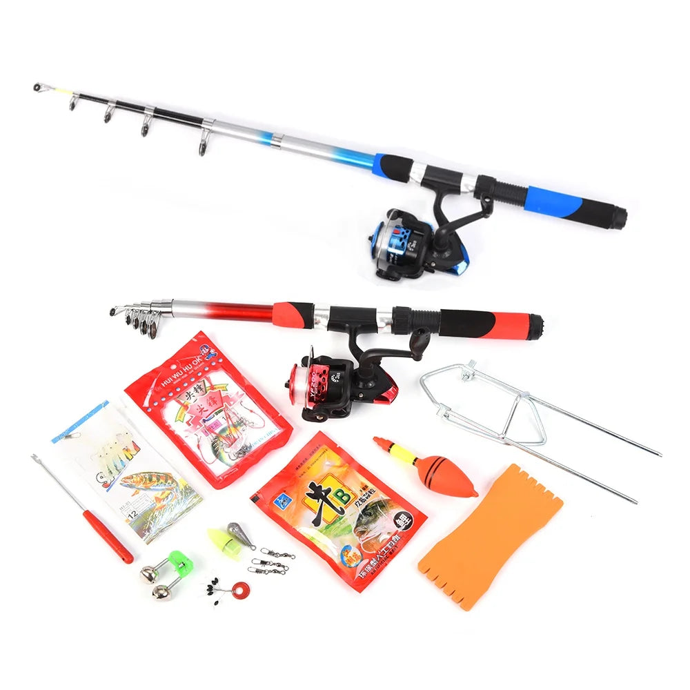 2.1m Telescopic Fishing Rods with 2PCS Reels Fishing Bag X2004