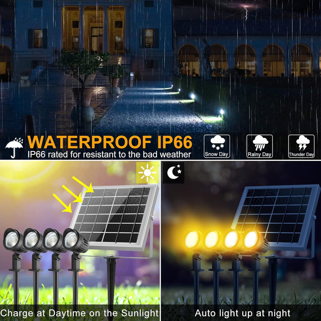 4-in-1 Solar Landscape Lights, IP66 Waterproof, 2700K/4000K/6000K Q65458