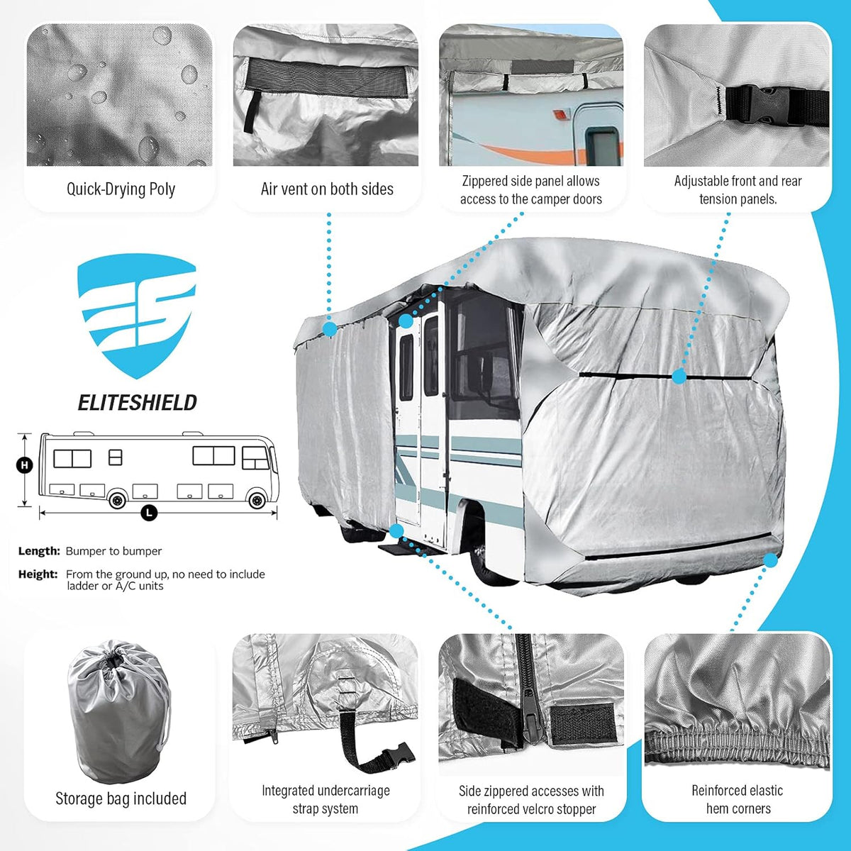 Class A RV Motorhome Cover Fits 24ft to 28ft A327