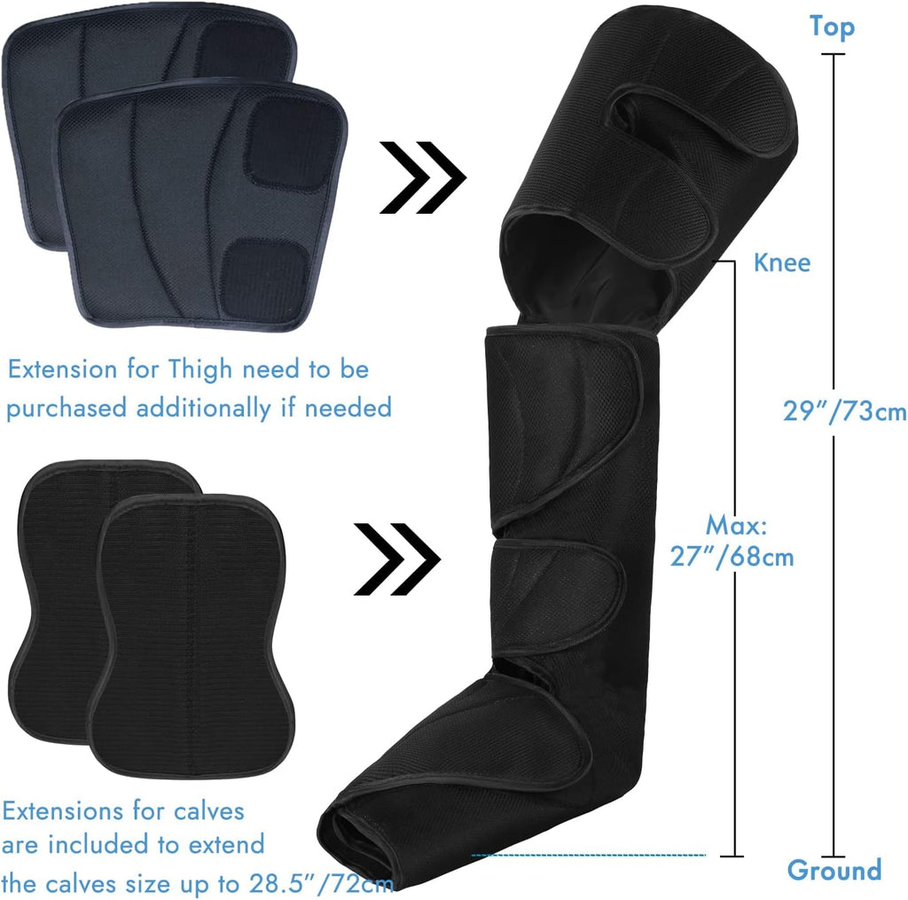 Leg Air Compression Massager with Portable Handheld Controller, 3 Modes & 3 Intensities (Black) A2205