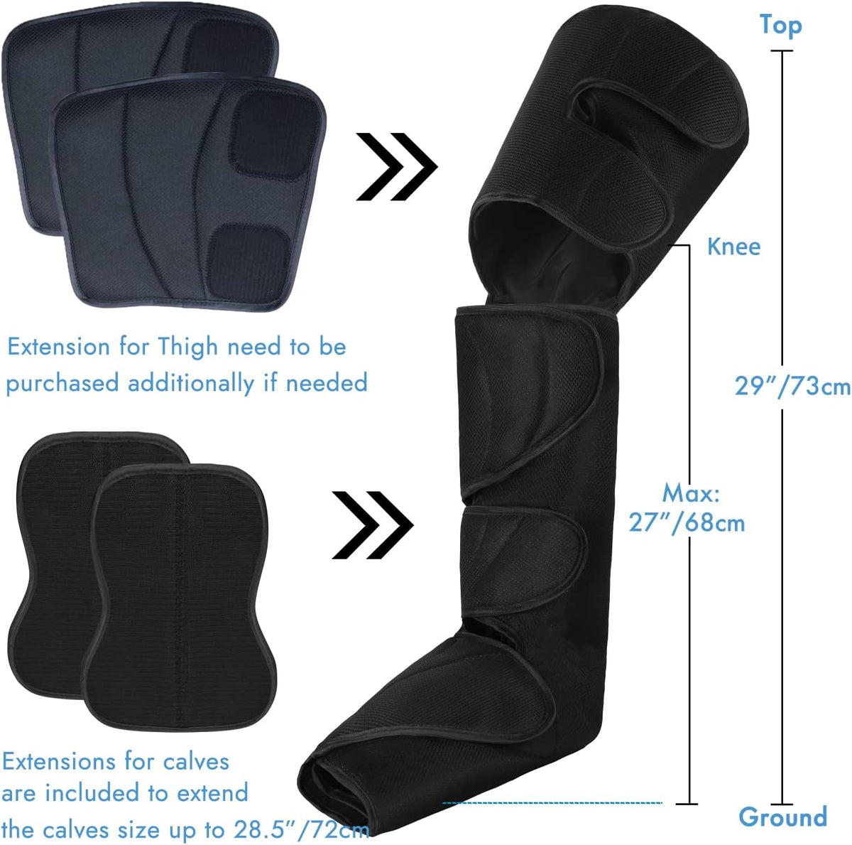 Leg Air Compression Massager with Portable Handheld Controller, 3 Modes & 3 Intensities (Black) A2205