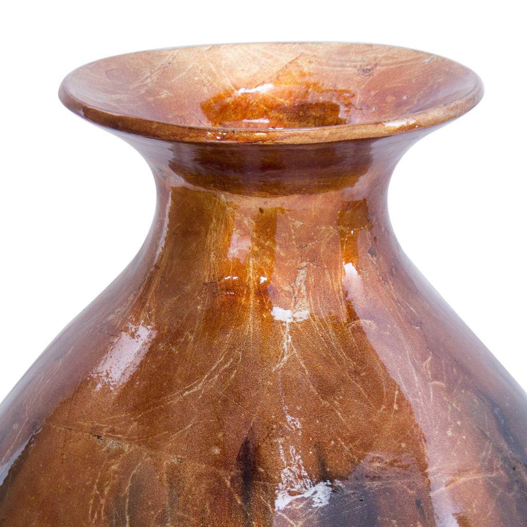 Red Ceramic Round Water Jar Vase O646