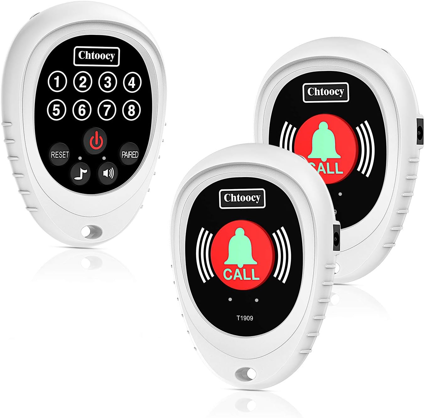 White 3 Call Button Wireless Caregiver Pager System with Receiver Z143