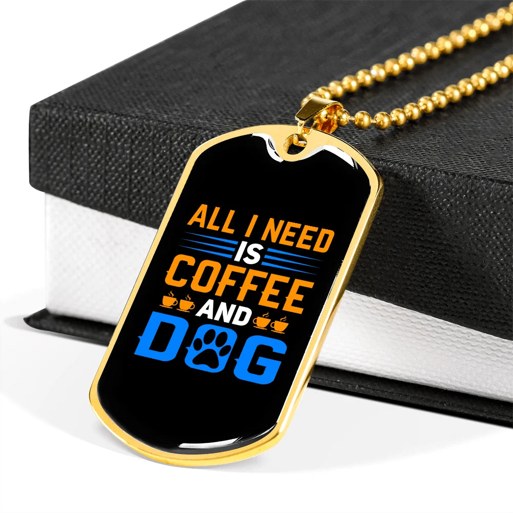Stainless Steel or 18k Gold Dog Tag Necklace with 24" Chain O3950
