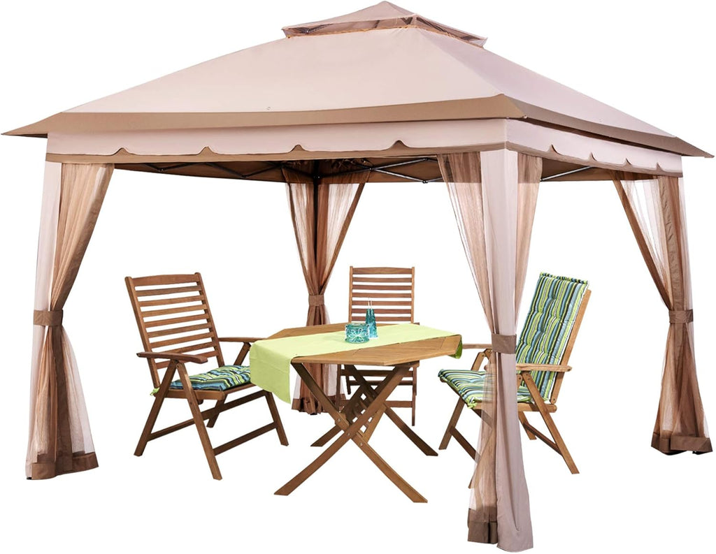 11x11 Grey Outdoor Pop up Gazebo with Mosquito Netting X892852