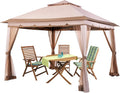 11x11 Grey Outdoor Pop up Gazebo with Mosquito Netting X892852