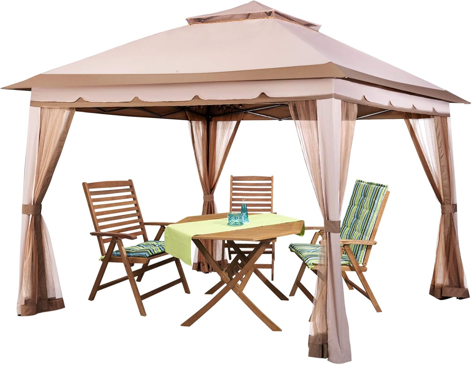 11x11 Grey Outdoor Pop up Gazebo with Mosquito Netting X892852