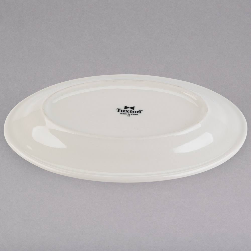 American White Eggshell Wide Rim Rolled Edge Oval China Platter M70449