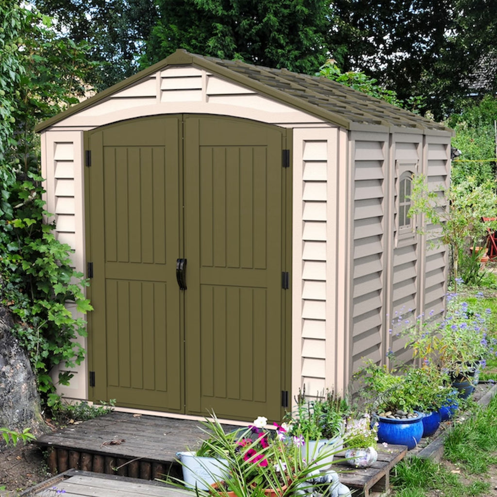 Offwhite/Brown 8x8 Outdoor Storage Shed L985552