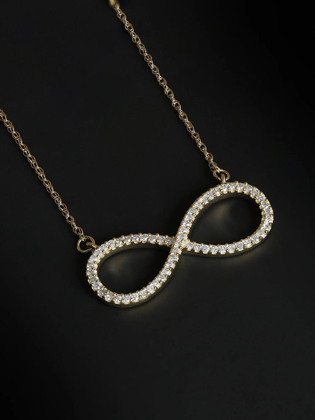 10K Yellow Gold Diamond Infinity Loop Necklace S2708
