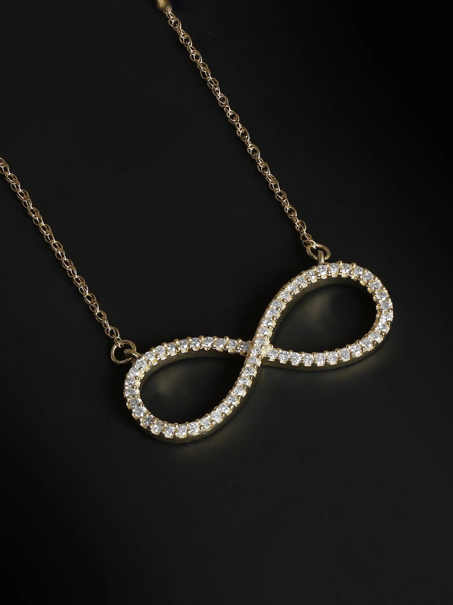 10K Yellow Gold Diamond Infinity Loop Necklace S2708