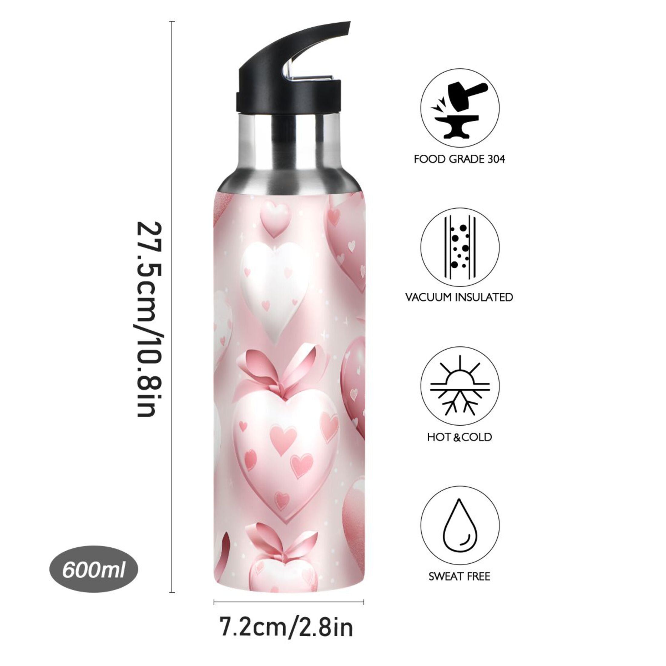 Insulated Thermos Stainless Steel Water Bottle with Straw Lid, 20 oz R17846
