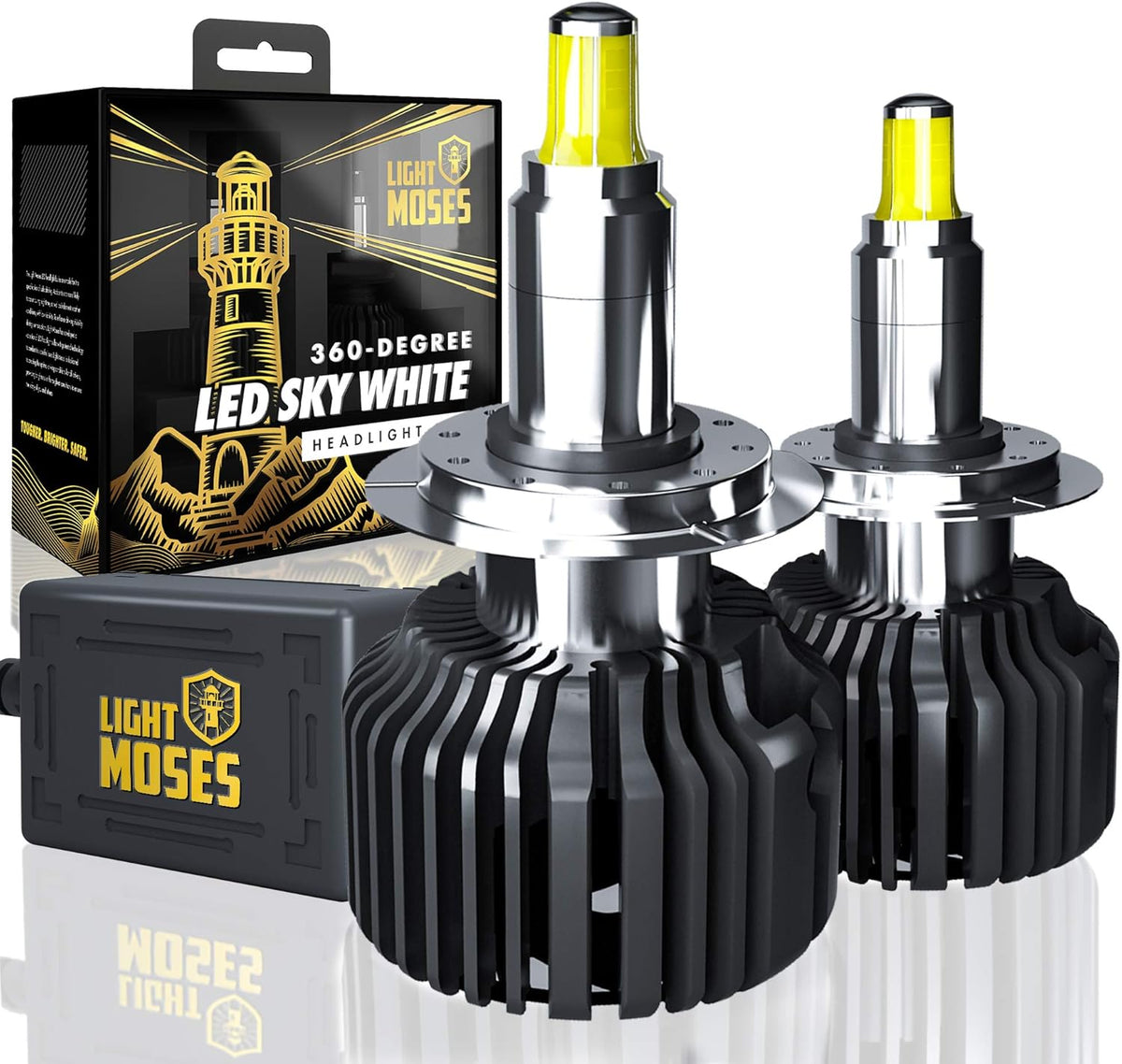 H7 LED Headlight Bulbs 6,000K Sky White 12,000lm 90W Pack of 2 B97193