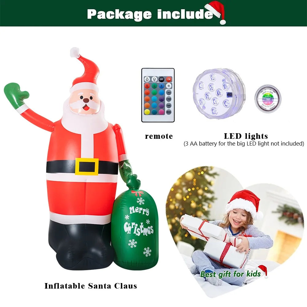 8Ft Christmas Inflatables Santa Claus Outdoor Decorations LED Lights L610541