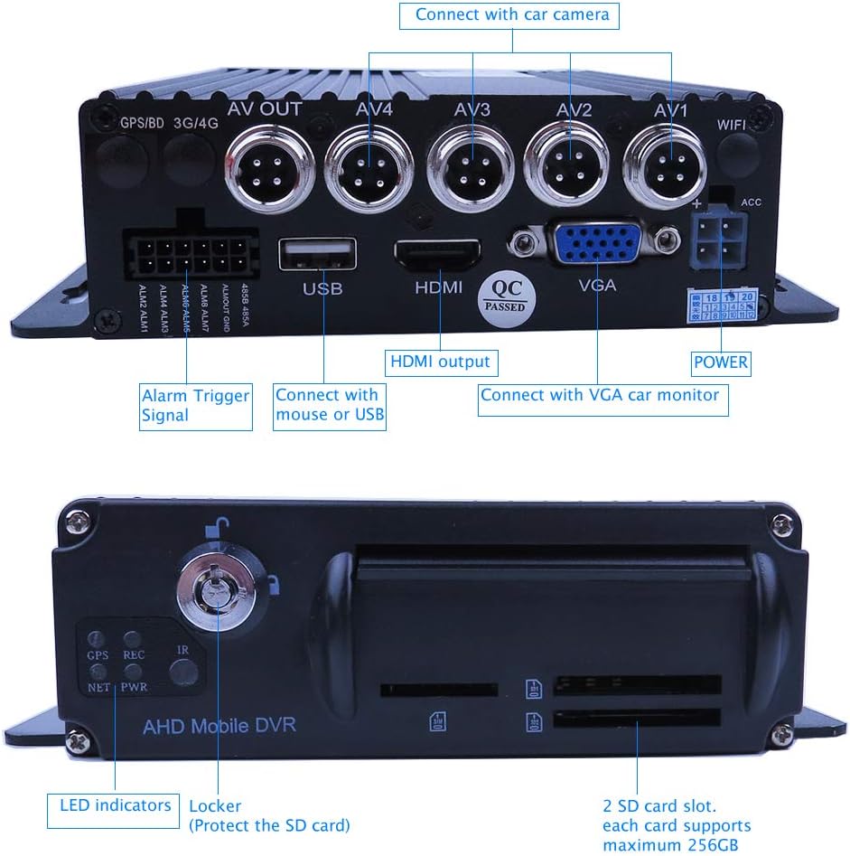 4 Channel 1080P AHD Mobile Vehicle DVR Video Recorder Kit with 10 inches Screen K913891