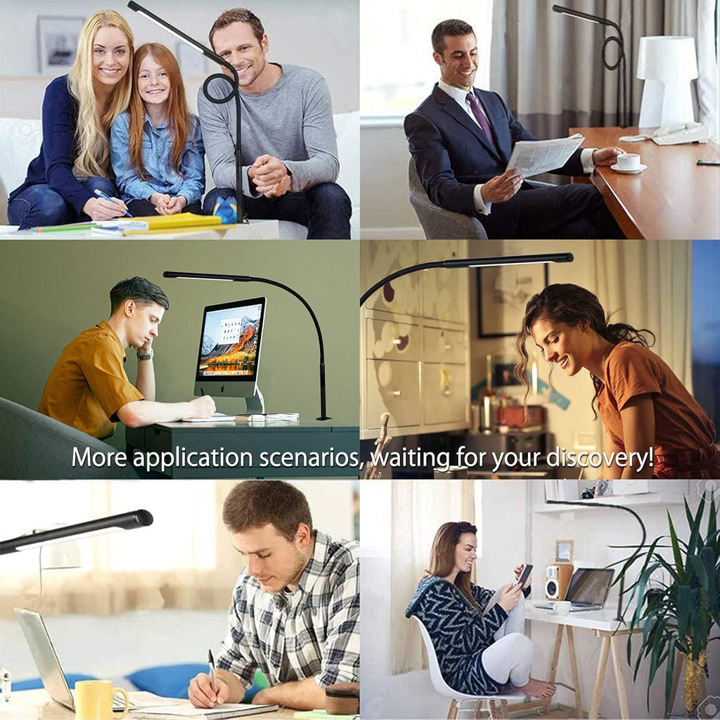 Black Swing Arm LED Desk Lamp with Remote Control U8361