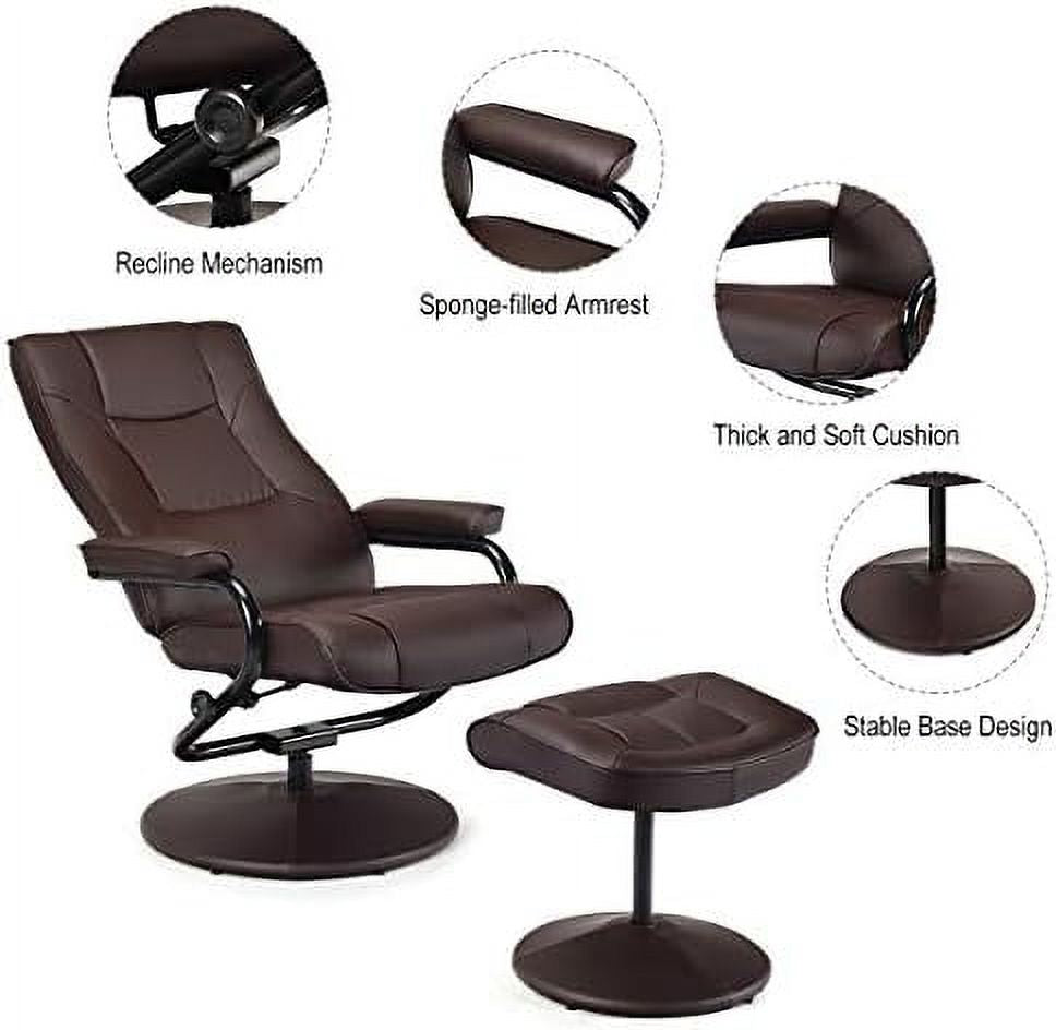 Gray PU Leather Recliner Chair with Ottoman S525